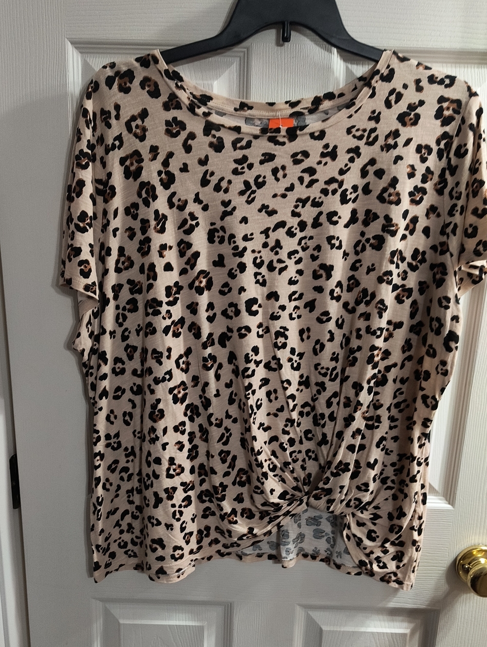 Maurices Leopard Print Knot Front Women's Top - Beige/Black